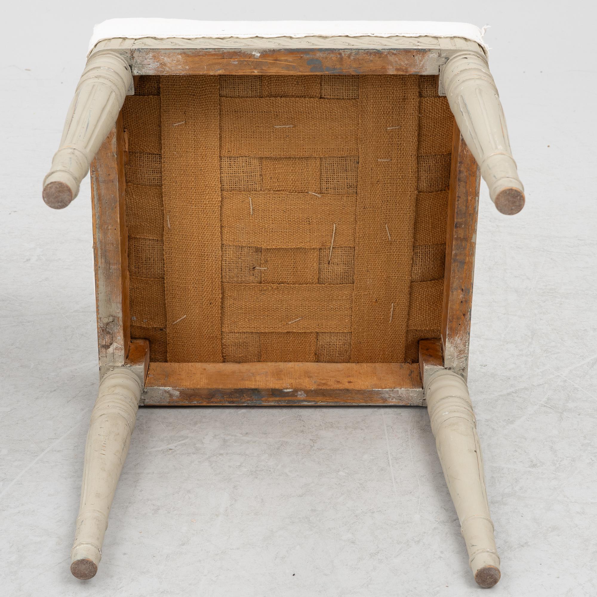 A pair of Gustavian style stools, Sweden, 19th century.