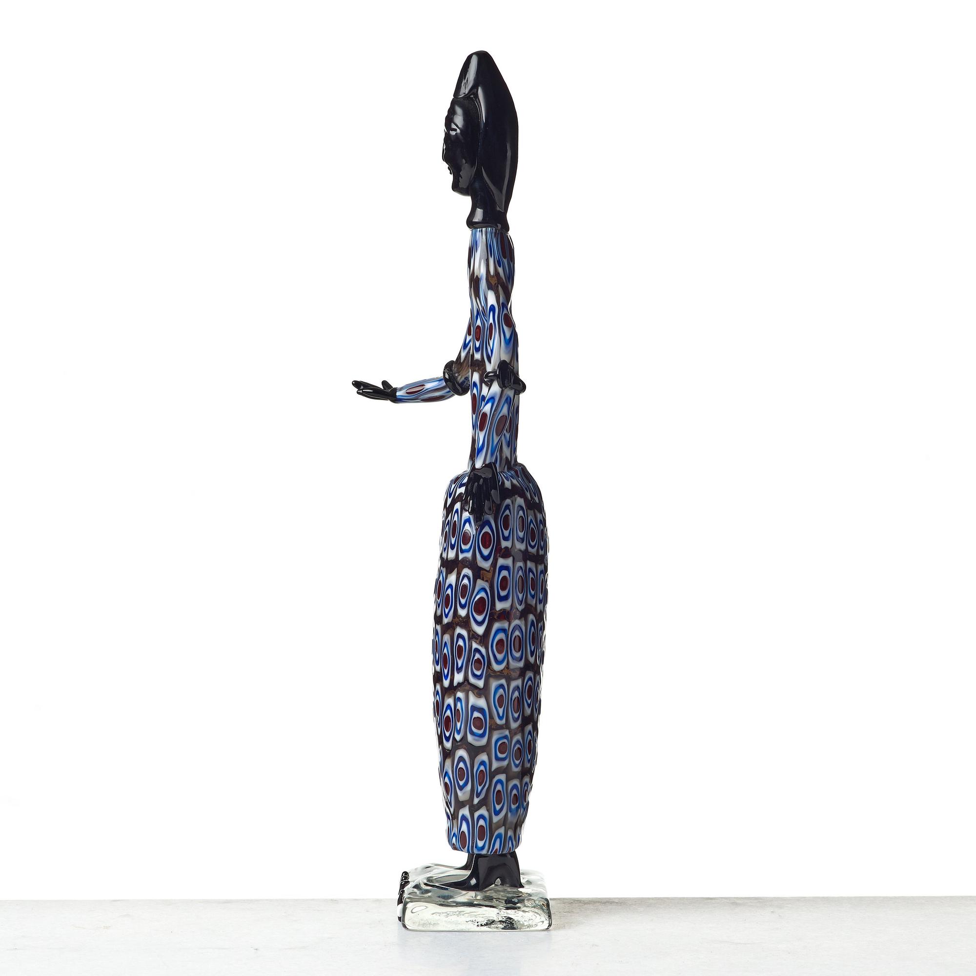 Fulvio Bianconi, an "African Woman" glass sculpture, model nr 4922, Venini, Murano, Italy 1950's.