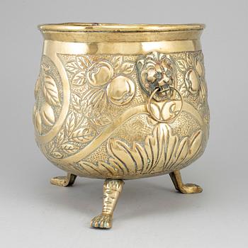 A 19th century brass flower pot.