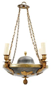 595. A Swedish Empire four-light hanging-lamp.