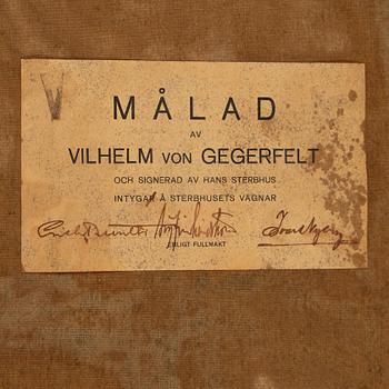 Wilhelm von Gegerfelt, oil on canvas, certified verso.