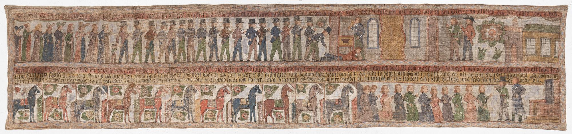 Textile painting, folk art, Halland, Knäred, 17th/18th century.