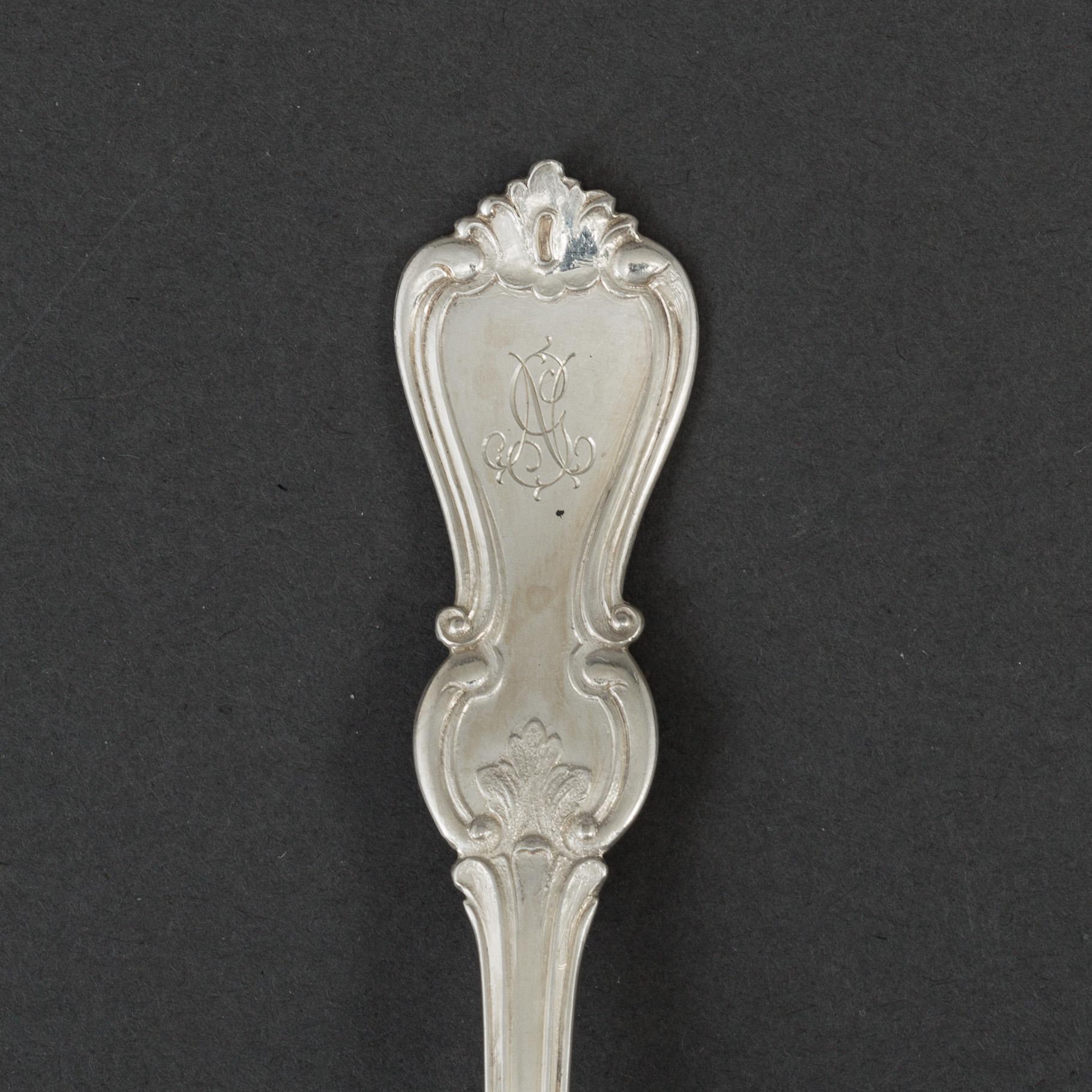 Dessertgafflar 11 st och dessertskedar 10 st, silver, GAB, Stockholm 1910-tal.