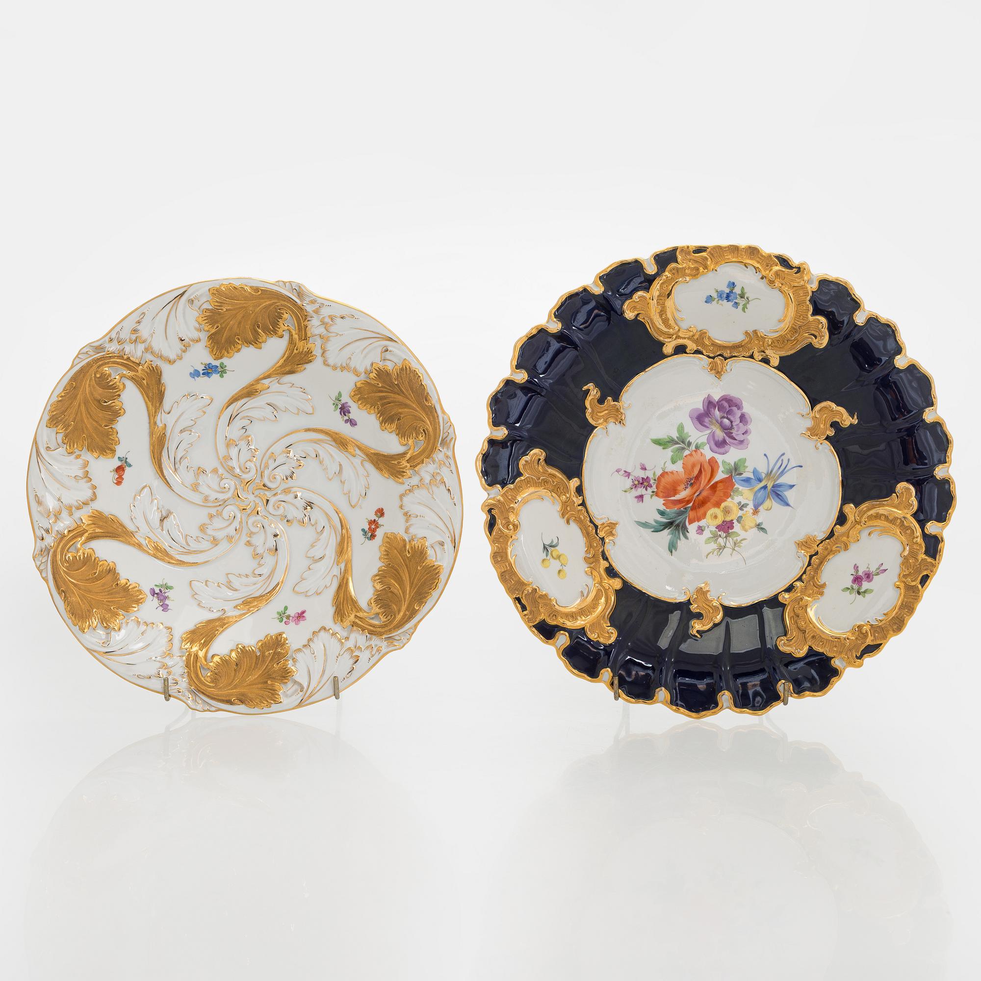 Two late 20th century porcelain Meissen dishes.