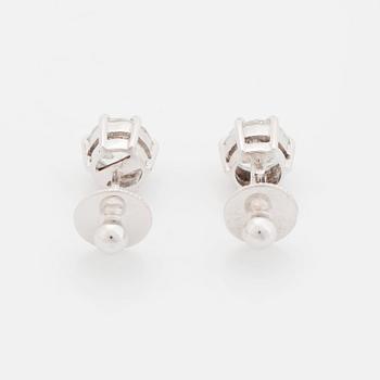 A pair of platinum earrings set with round brilliant-cut diamonds total weight 2.00 cts D if (internally flawless).