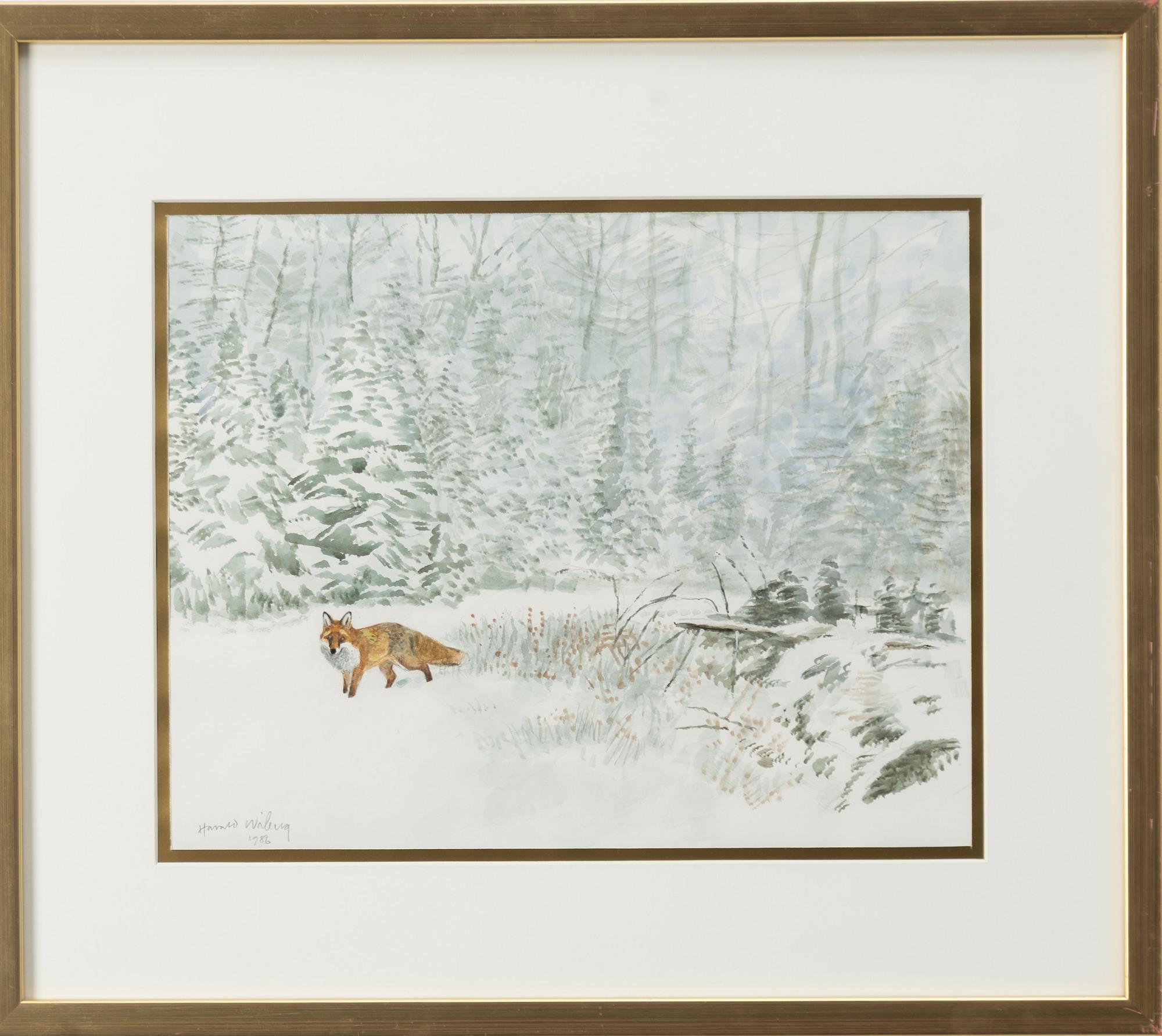 Harald Wiberg, Fox in a Winter Landscape.