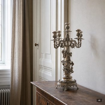 Candelabrum, 20th century, unmarked, probably silver.