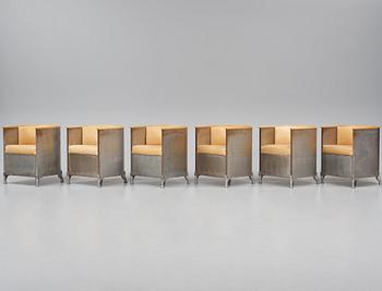 Mats Theselius, a set of six custom ordered "Aluminiumfåtölj", Källemo, Värnamo ca. 1990.
