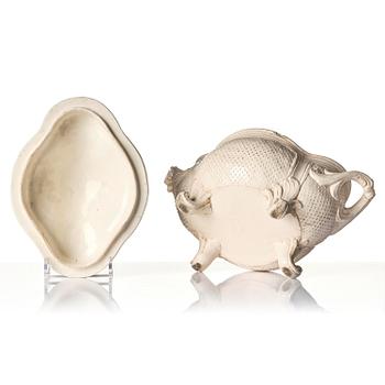 A Swedish cream ware tureen with cover, Marieberg, 18th century.