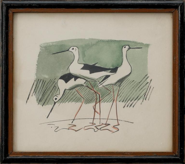 GUNNAR BRUSEWITZ, akvareller 3 stycken. Två signerade.