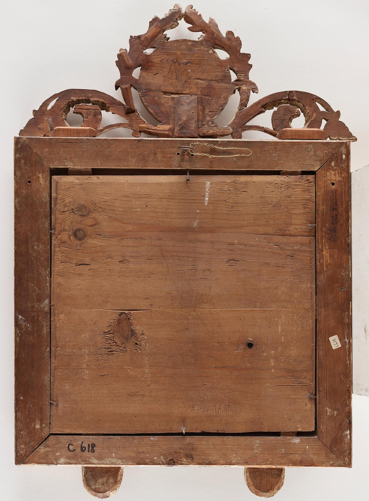 A pair of Gustavian two-light girandole mirrors by Lago Lundén active in Stockholm 1773, dead 1819).