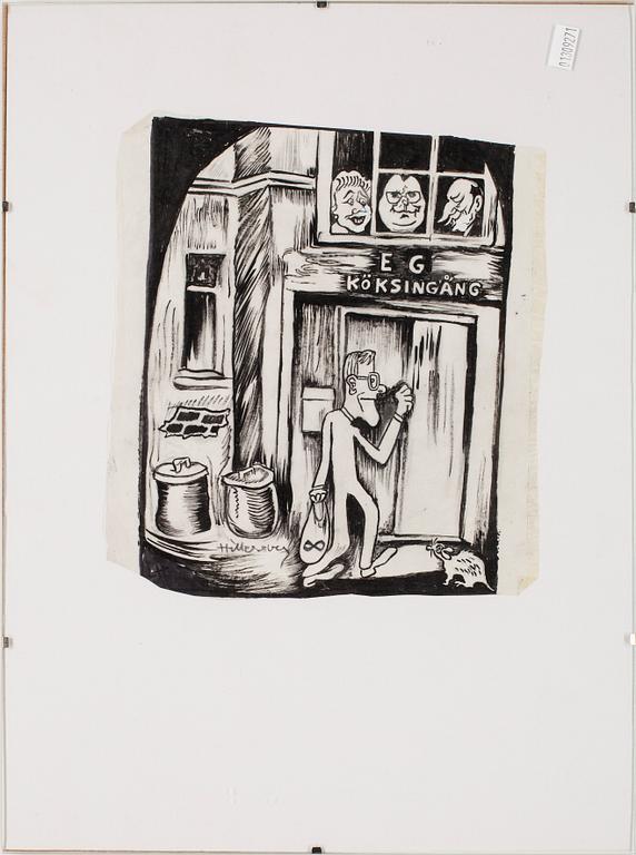LARS HILLERSBERG, tuschteckning, signerad.