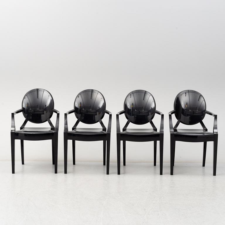 PHILIPPE STARCK, karmstolar, 4 st,  "Louis Ghost", Kartell, omkring sekelskiftet 2000.