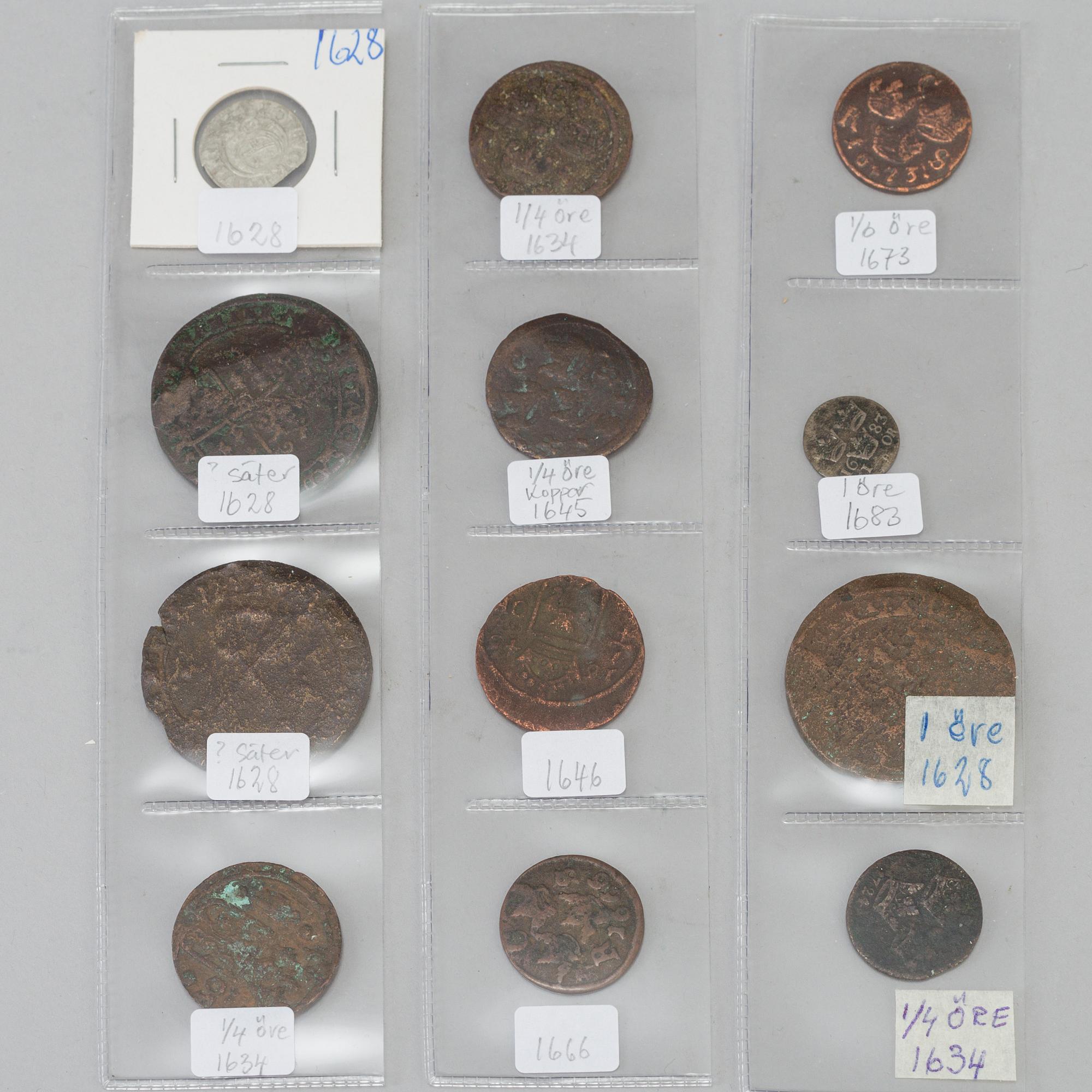 SAMLING MYNT, 40 stycken, Sverige, 15-1700-tal.