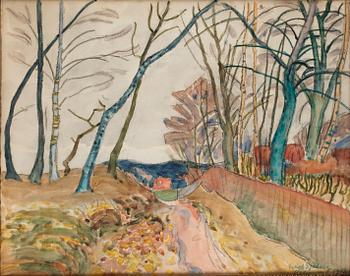 571. Axel Sjöberg, Väg i vårlandskap.