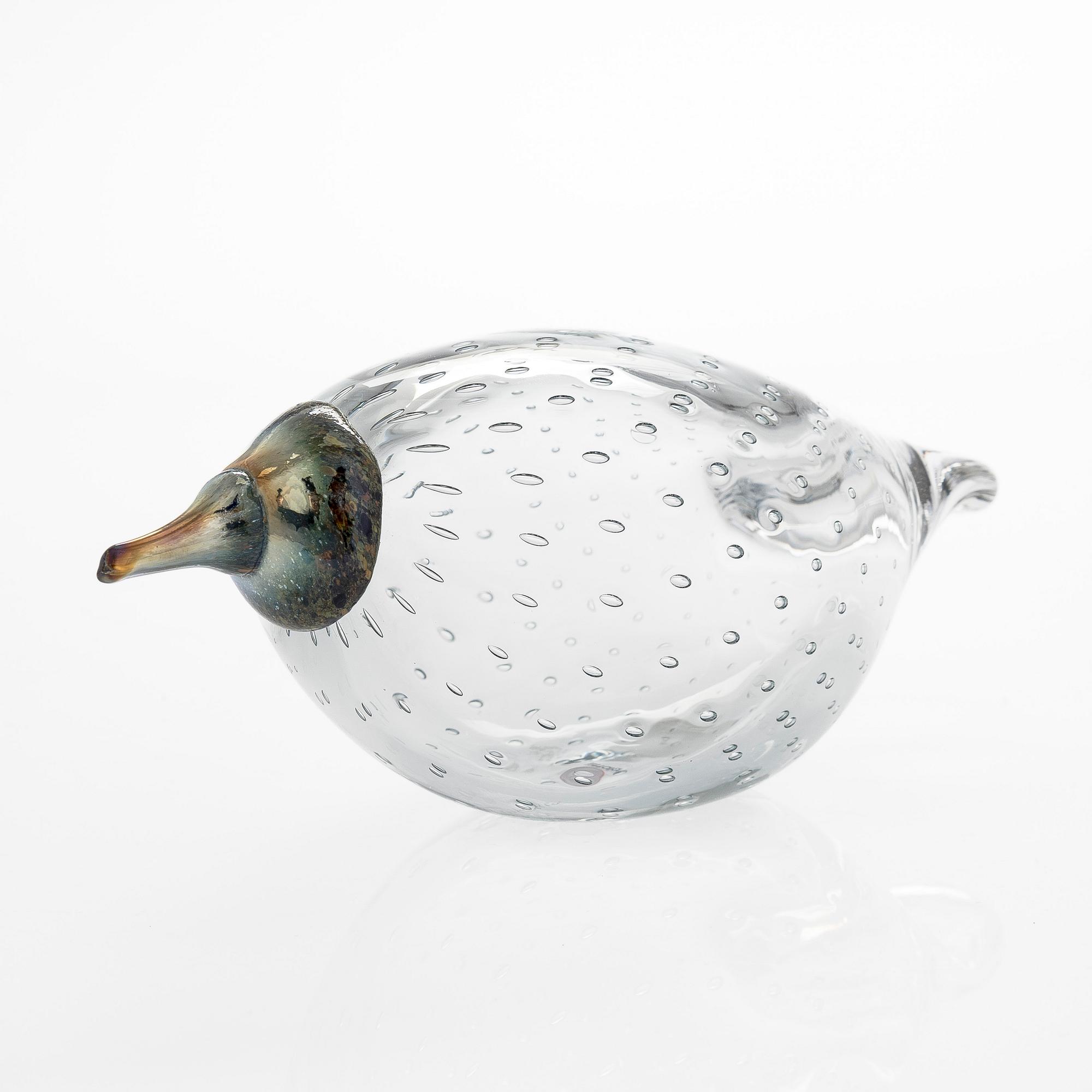 Oiva Toikka, a 'Pearl' glass bird, signed O. Toikka Iittala.