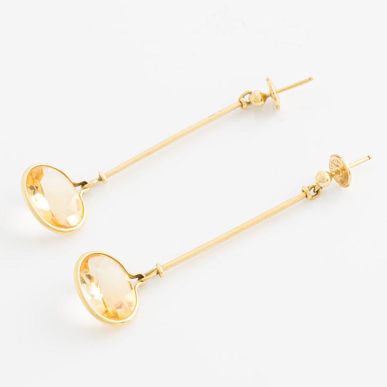 Georg Jensen, earrings "Savannah", 18K gold with citrines.