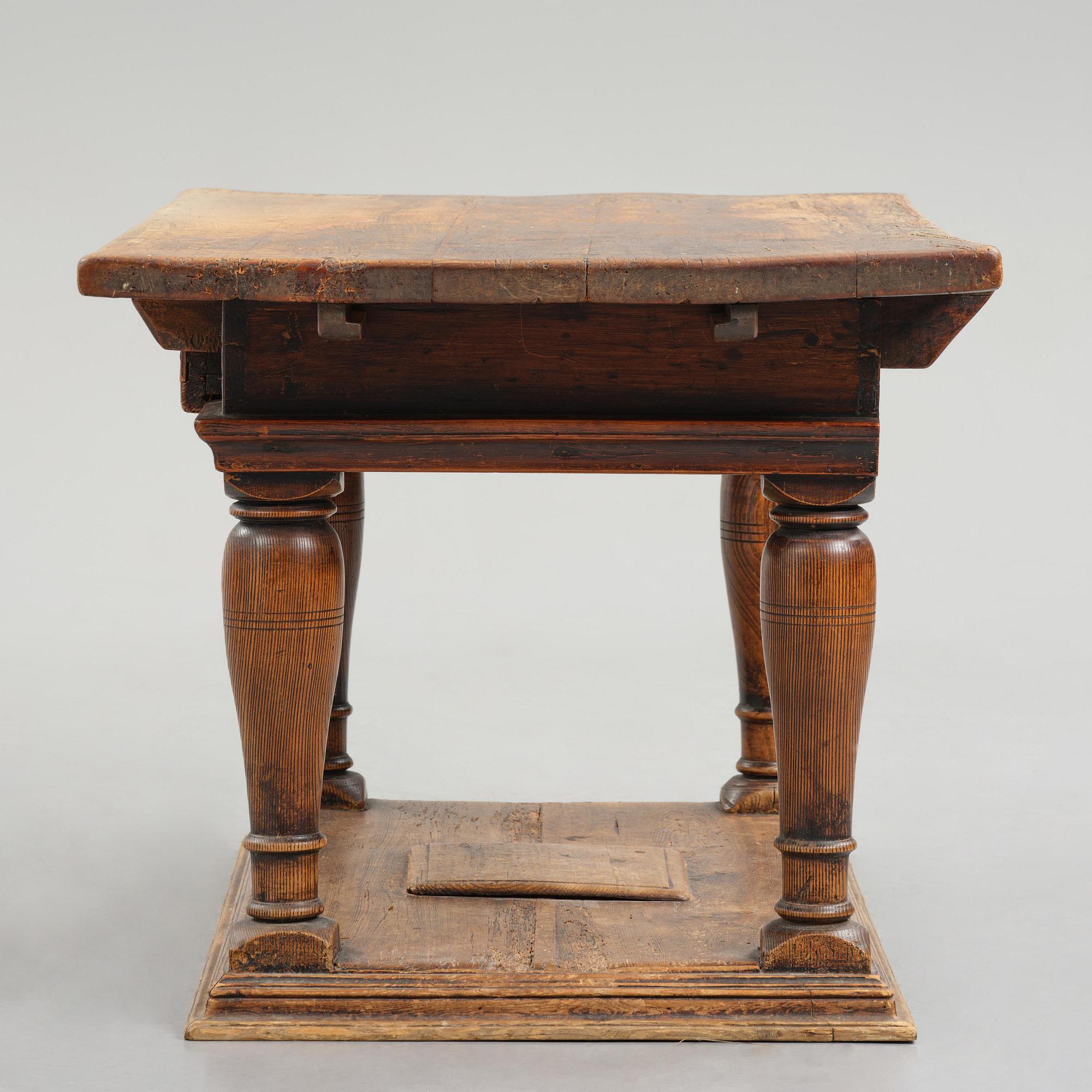 A Swedish baroque pine table, circa 1700.