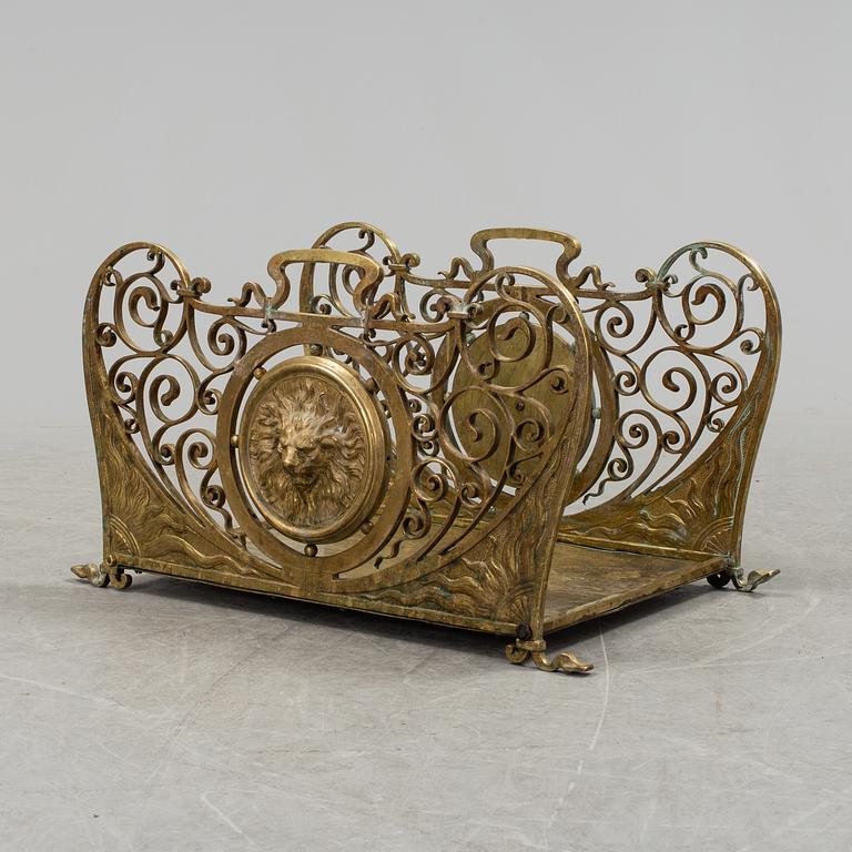 A French late 19th century brass firewood rack / fireplace log holder.