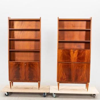 Bookshelves, a pair in Gustavian style from the mid-20th century.