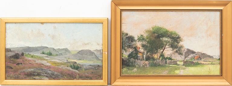 Arvid Mauritz Lindström, 2 landscape paintings.