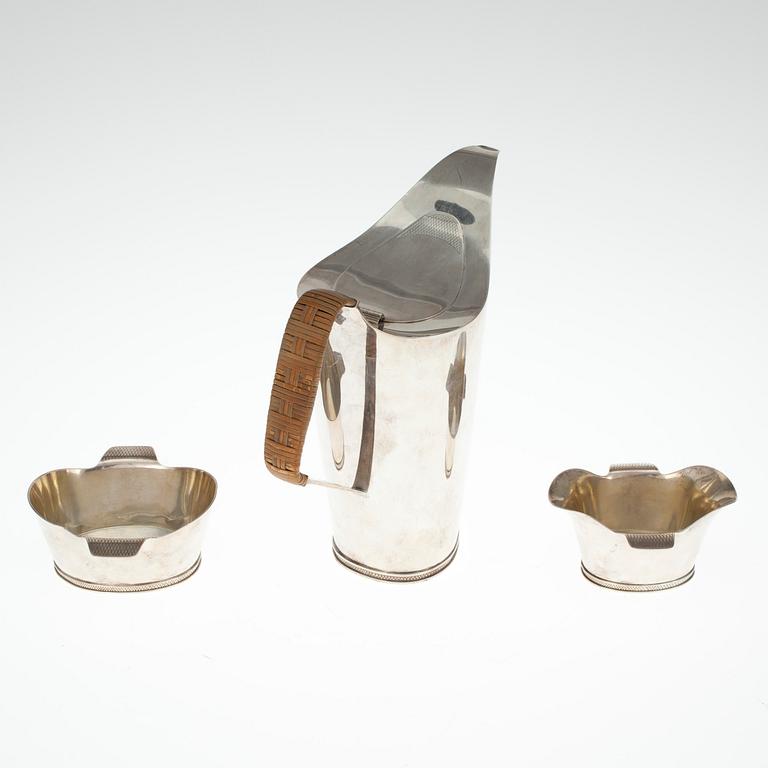 KAFFESERVIS, 3 delar, silver design Tore Eld, Göteborg 1954. vikt 983 g.