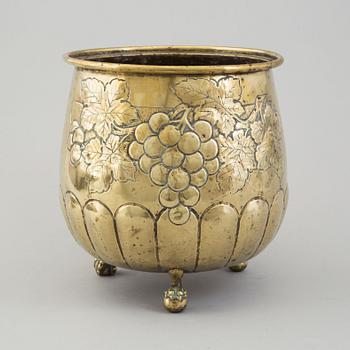 A 19th century brass flower pot.