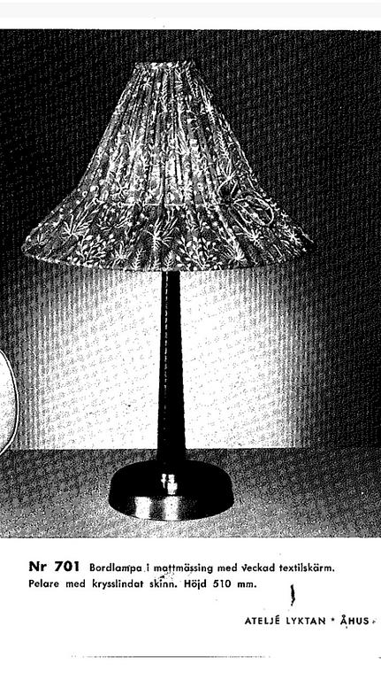 Hans Bergström, a pair of table lamps, model "701", ateljé Lyktan, Sweden, 1950s.
