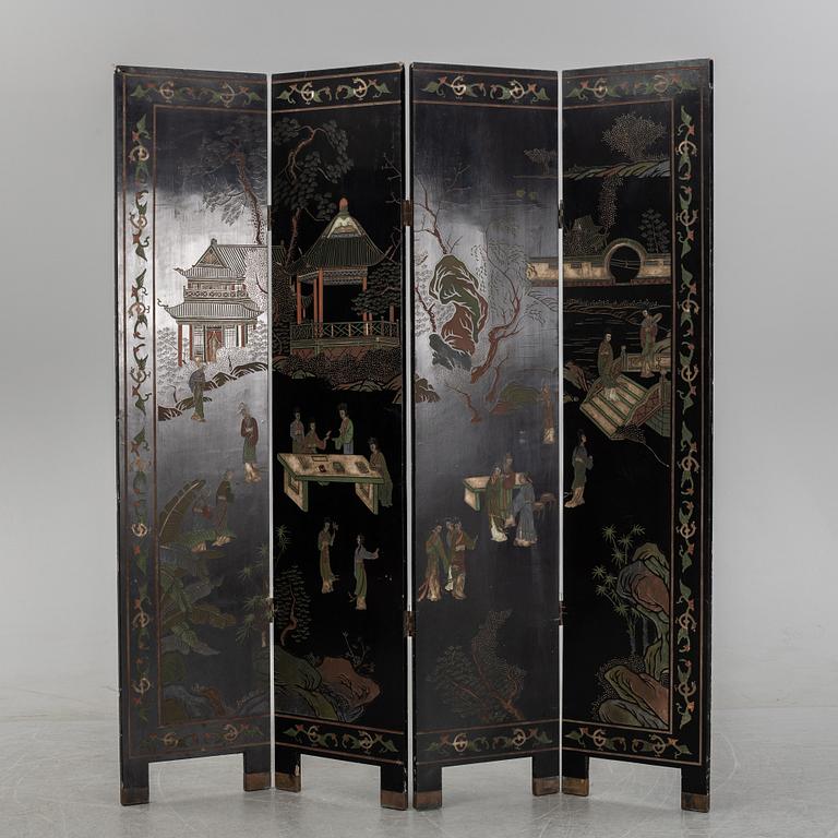 Vikskärm, fyra paneler, Japan 1900-talets mitt.