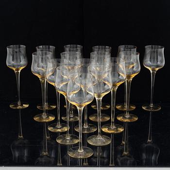 Nils Landberg, 16 model "NS 1777" wine glasses, Orrefors.