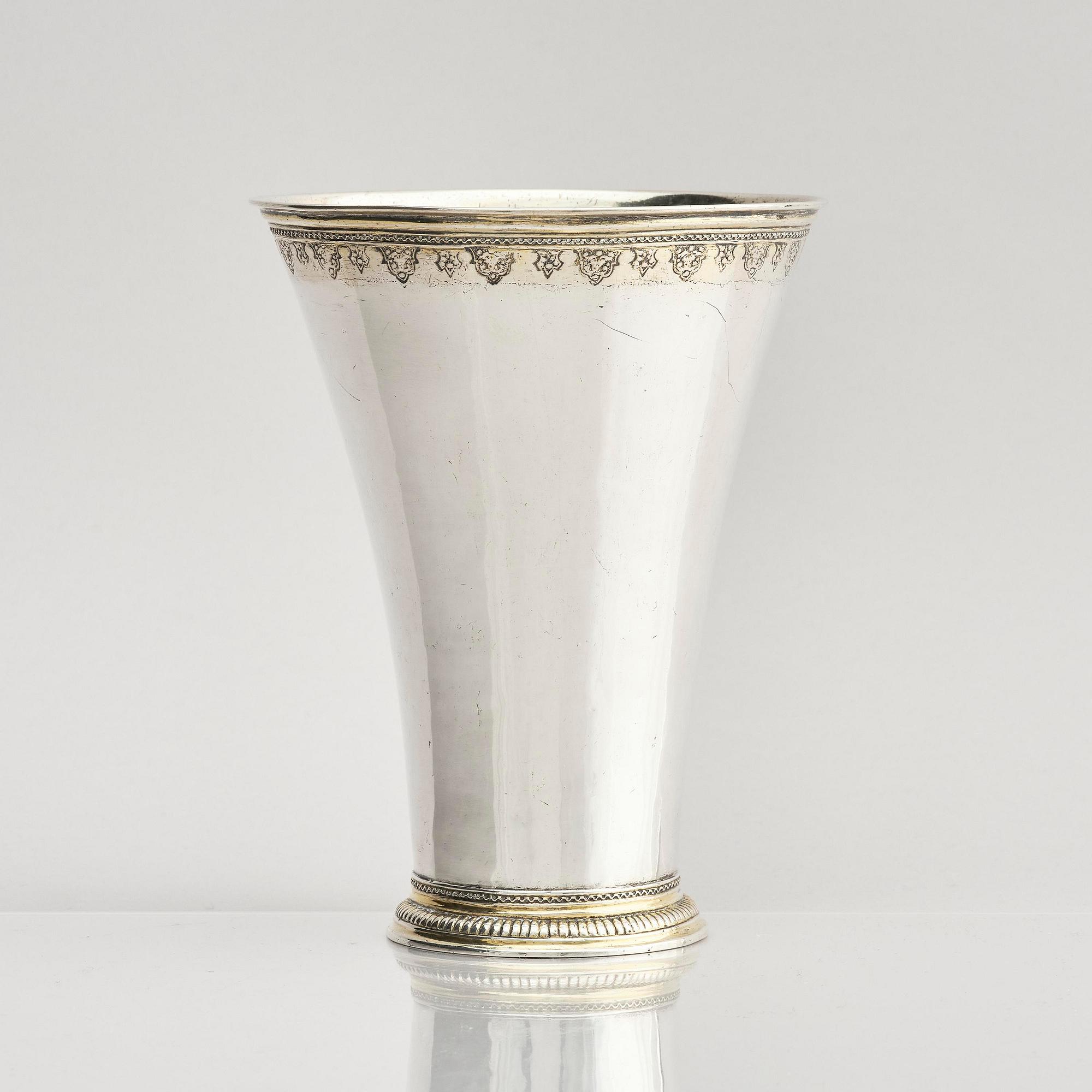 A Swedish 18th century parcel-gilt silver beaker, mark of Gustaf Henning, Stockholm 1752.