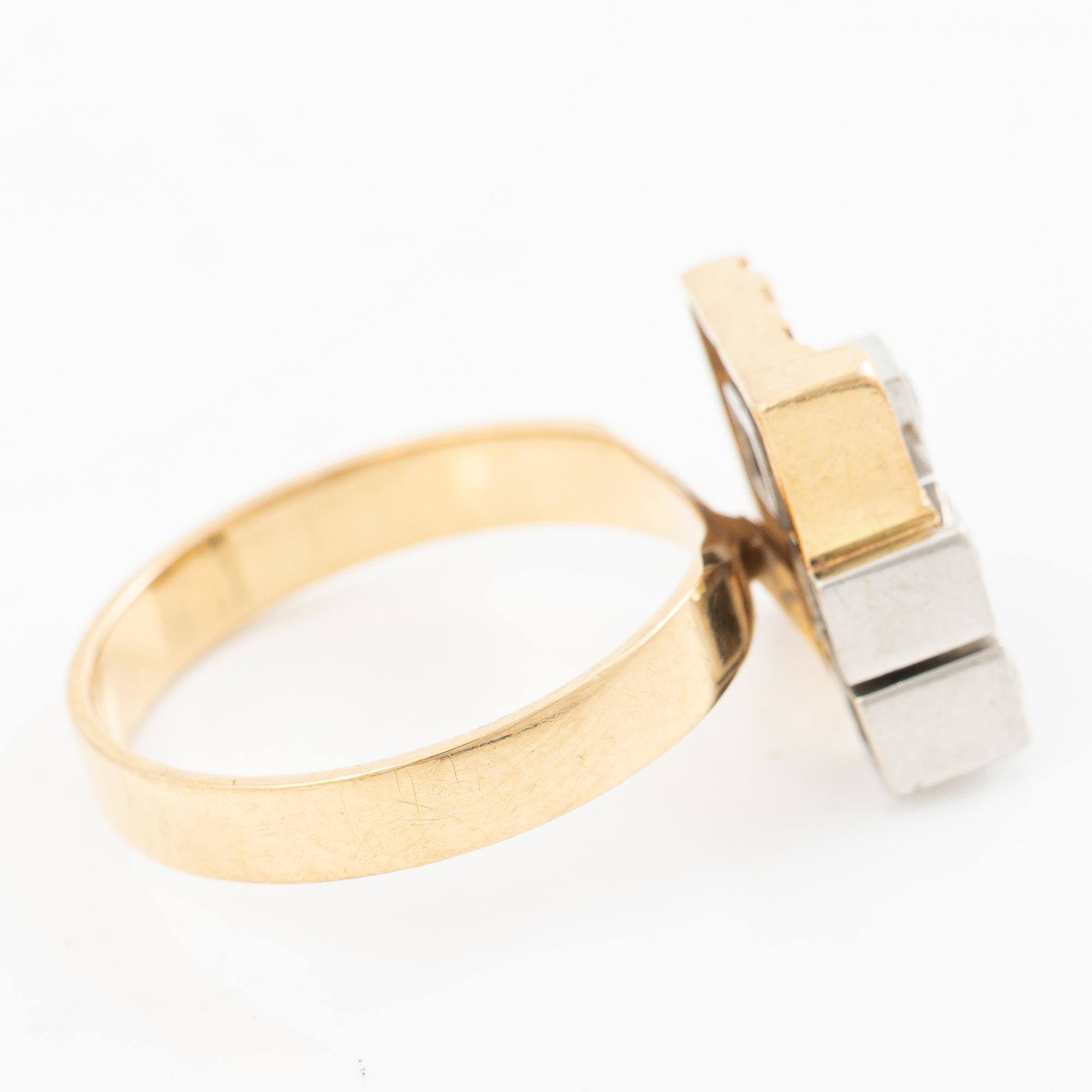Björn Weckström, Ring, "Diamantstad", 18K guld med briljantslipade diamanter, Lapponia 1975.
