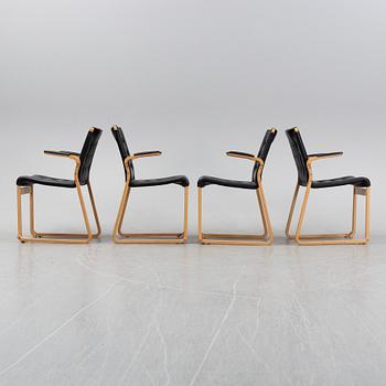 Bruno Mathsson, a set of four arm chairs, "Minette"/"Mi 423". Mathsson International AB, 1970s.