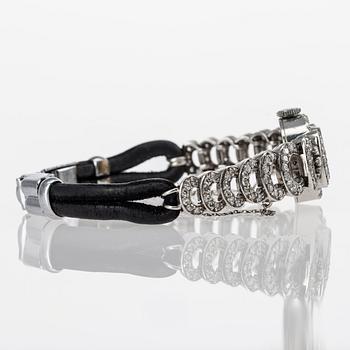 ARMBANDSUR, dam, Villereuse, platina med 8/8-slipade diamanter tot. ca 2 ct. Art Déco, 1930-tal.