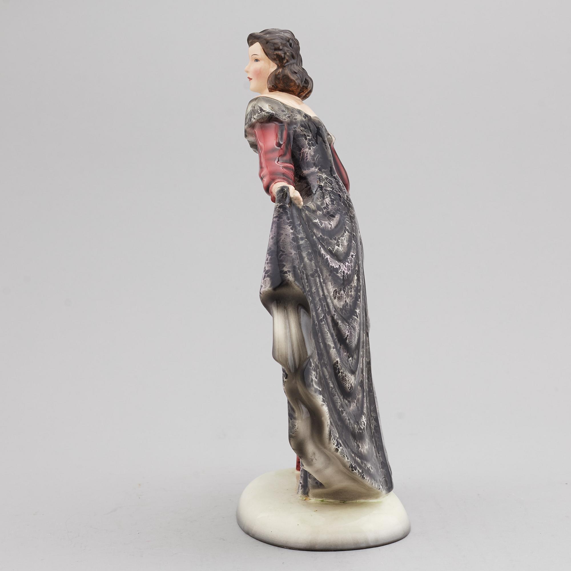 STEFAN DAKON, figurin, flintgods, Goldscheider, Österrike, 1900-talets mitt.