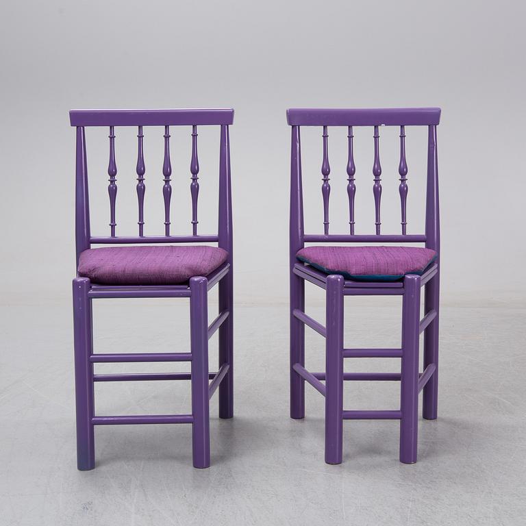 Björn Wiinblad, eight painted chairs, second half of the 20th Century.