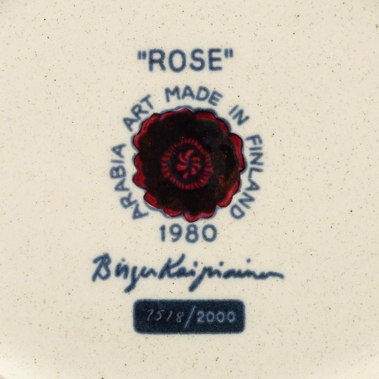 Birger Kaipiainen, a ceramic "rose" dish, Arabia Art, Finland, 1980, numbered 1518/2000.