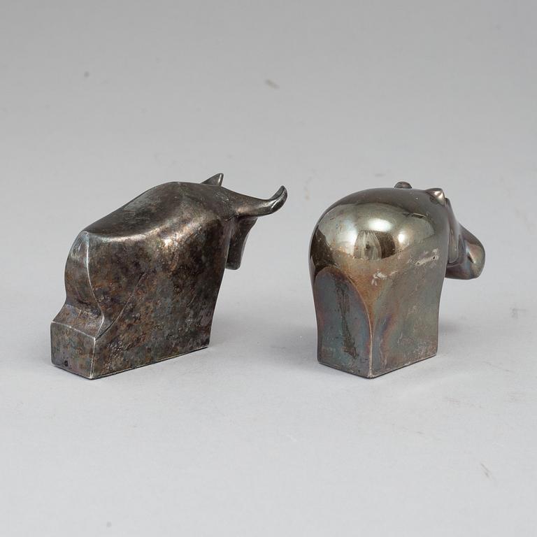 Two electro plated zinc figurines from Dansk Designs, Japan.