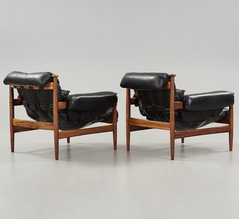 A pair of Eric Merthen 'Amiral' palisander armchairs, Industri Ire, Sweden 1960's.