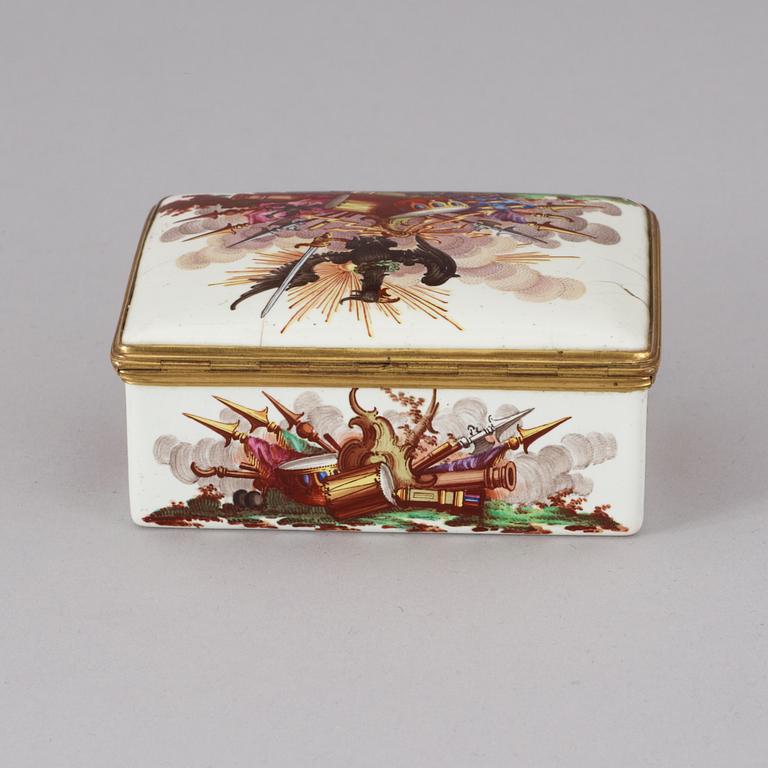 A German 18th century enamelled snuff-box with portrait of Frederick II.