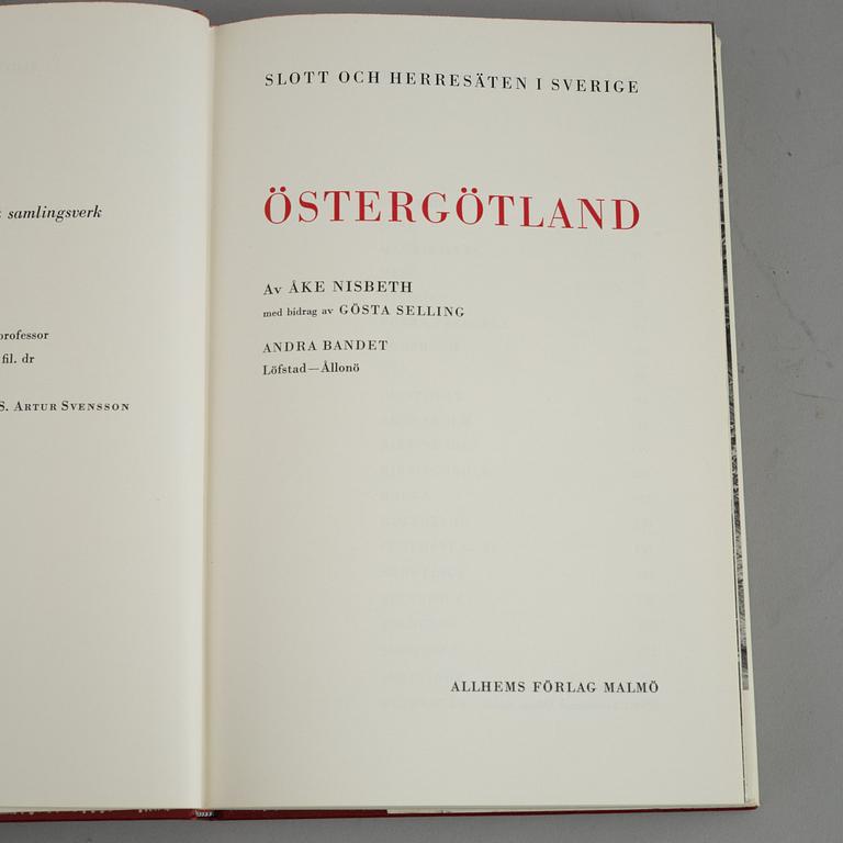 Böcker, 18 volymer, "Svenska slott och herresäten", Allhems Förlag, Malmö, 1966-71.