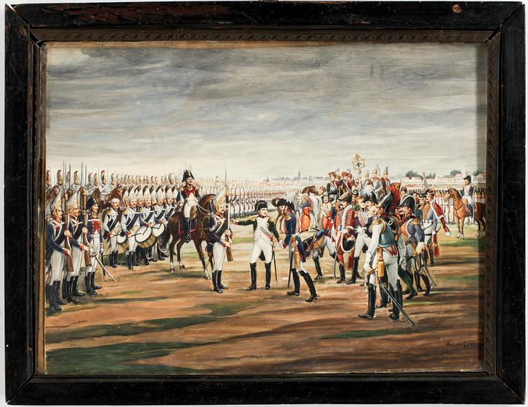 OKÄND KONSTNÄR, gouache, signerad Qu. de Leroux, Frankrike, omkring 1800.