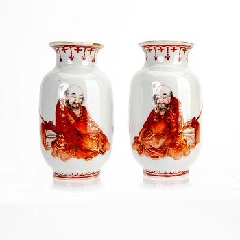 A pair of Chinese porcelain miniature vases possibly first half of the 20th century.