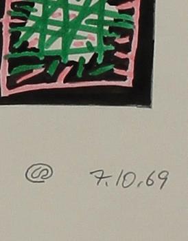 LENNART RODHE, teckning. Monogramsign och dat 7.10.69.