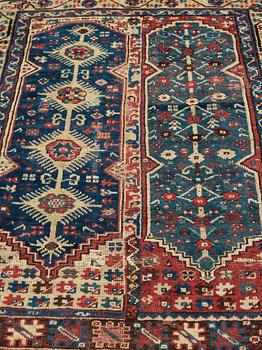 A RUG. An antique Anatolian, probably Megri. 185,5 x 137 cm (as well as one end with six cm flat weave).