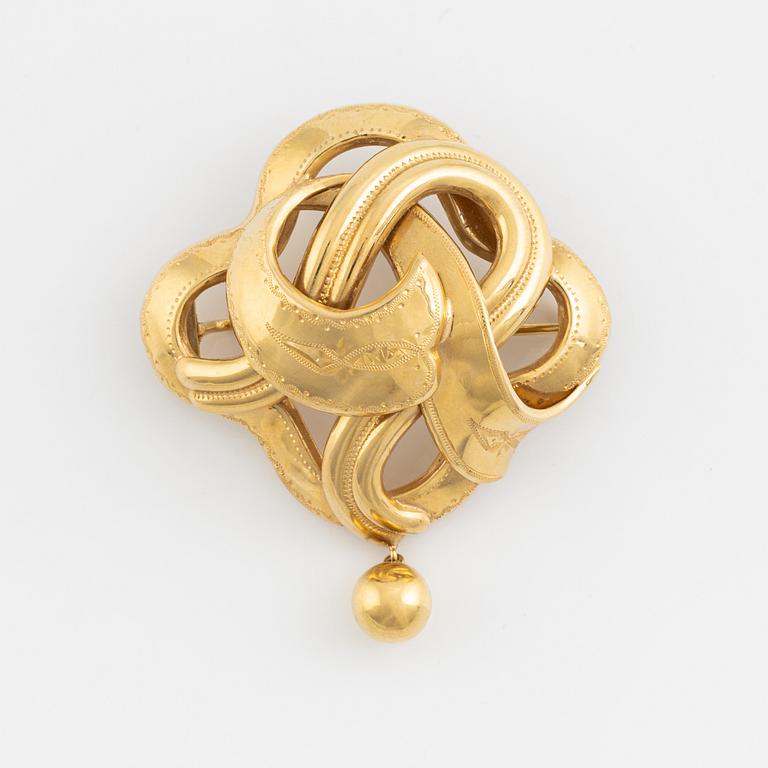 18K gold brooch, 20's.