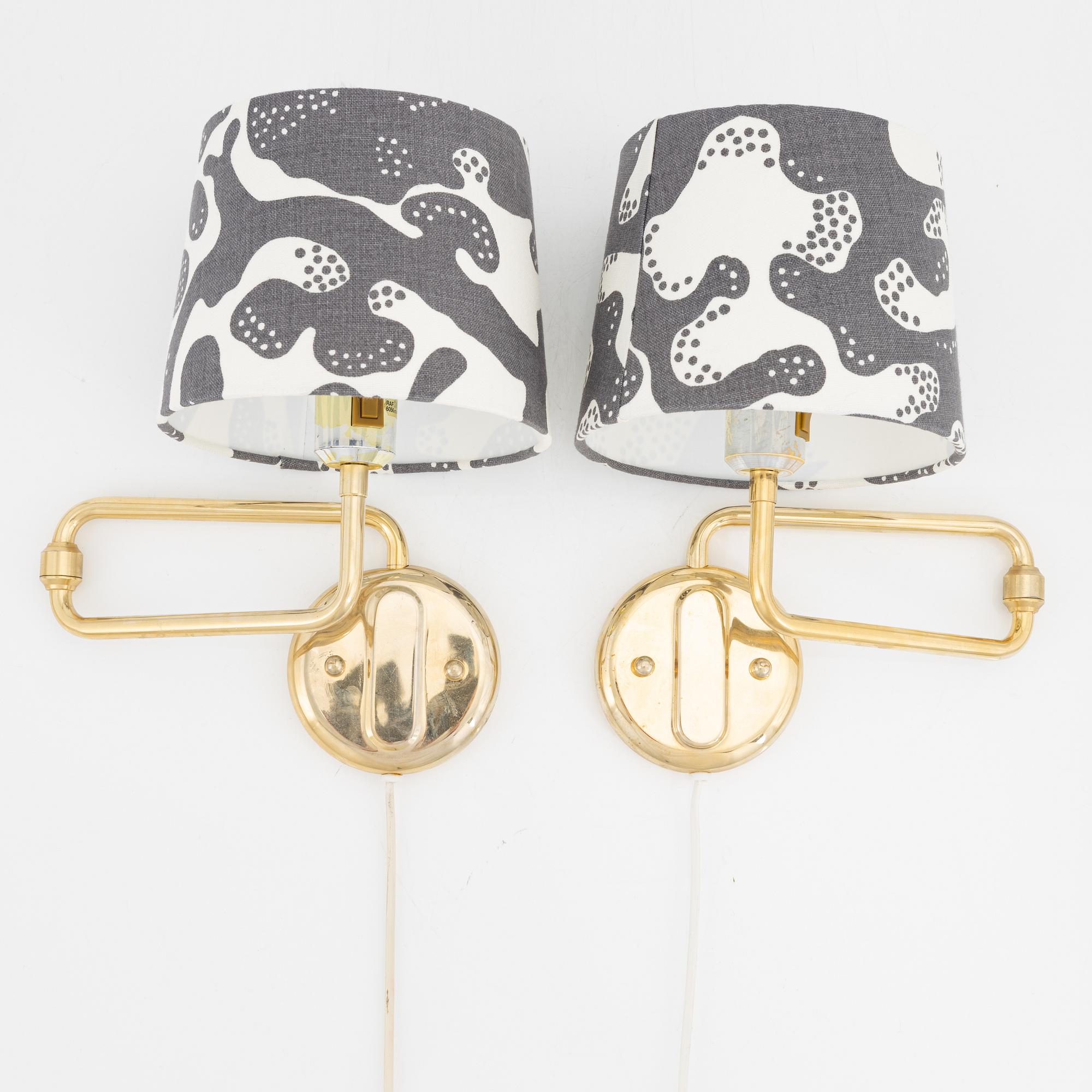 Vägglampor, ett par, Reijmyre Armaturfabrik, 1900-talets senare del.