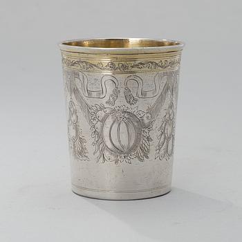 A BEAKER, silver, Hamburg, Leonhard Rothaer late 17th century, Russian importmarks Moscow 1777, weight114 g.