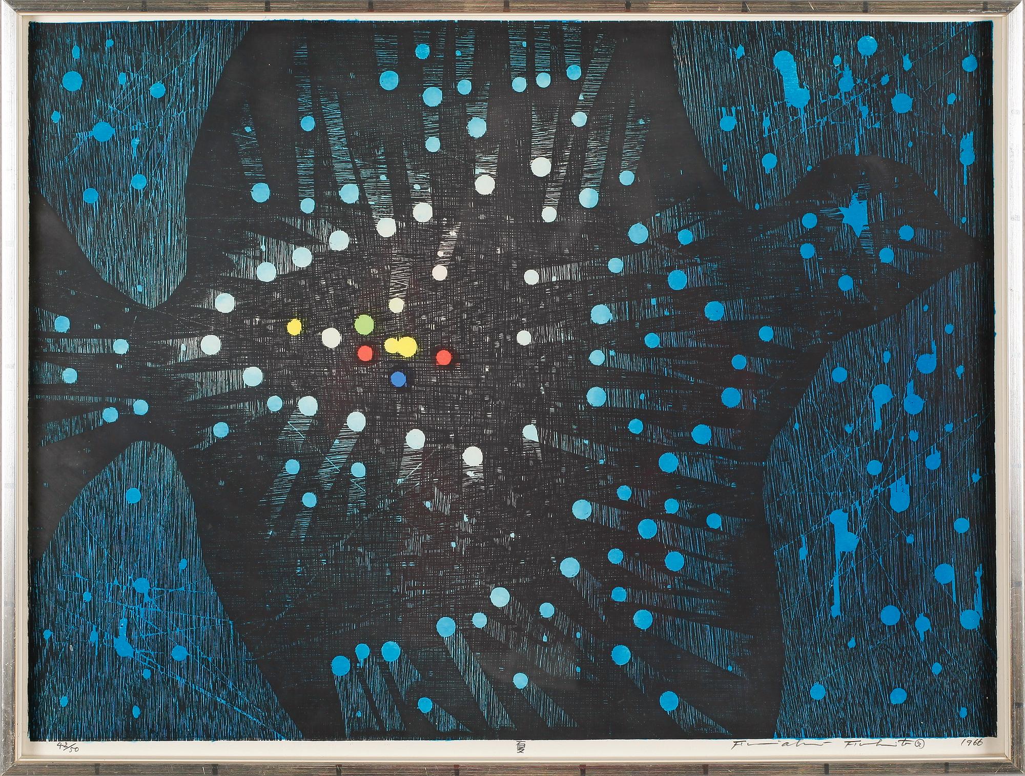 FUMIAKI FUKITA, färglitografi, signerad och daterad 1966, numrerad 42/50.
