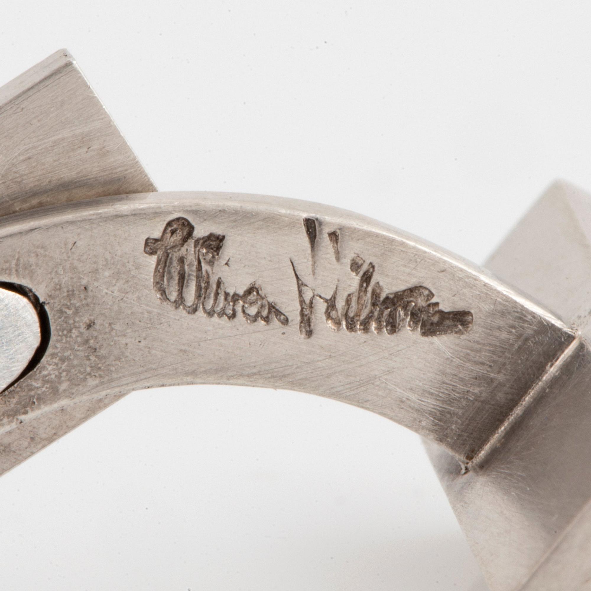 Wiwen Nilsson, manschettknappar, ett par, bergkristall och sterling silver, Lund 1966.